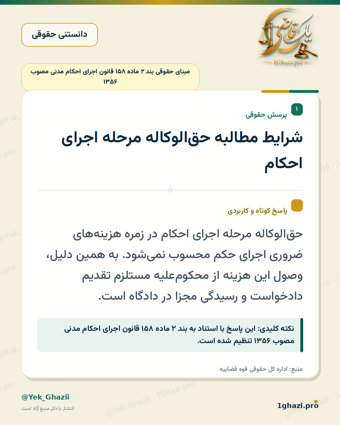 شرایط مطالبه حق‌الوکاله مرحله اجرای احکام