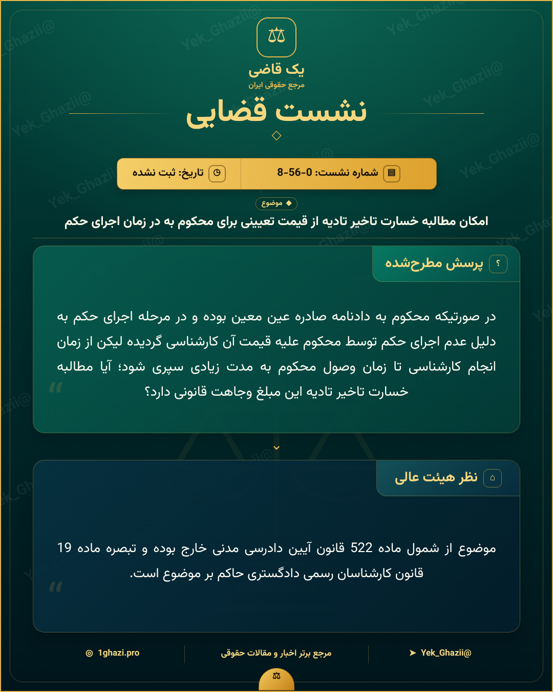 امکان مطالبه خسارت تاخیر تادیه از قیمت تعیینی برای محکوم به در زمان اجرای حکم