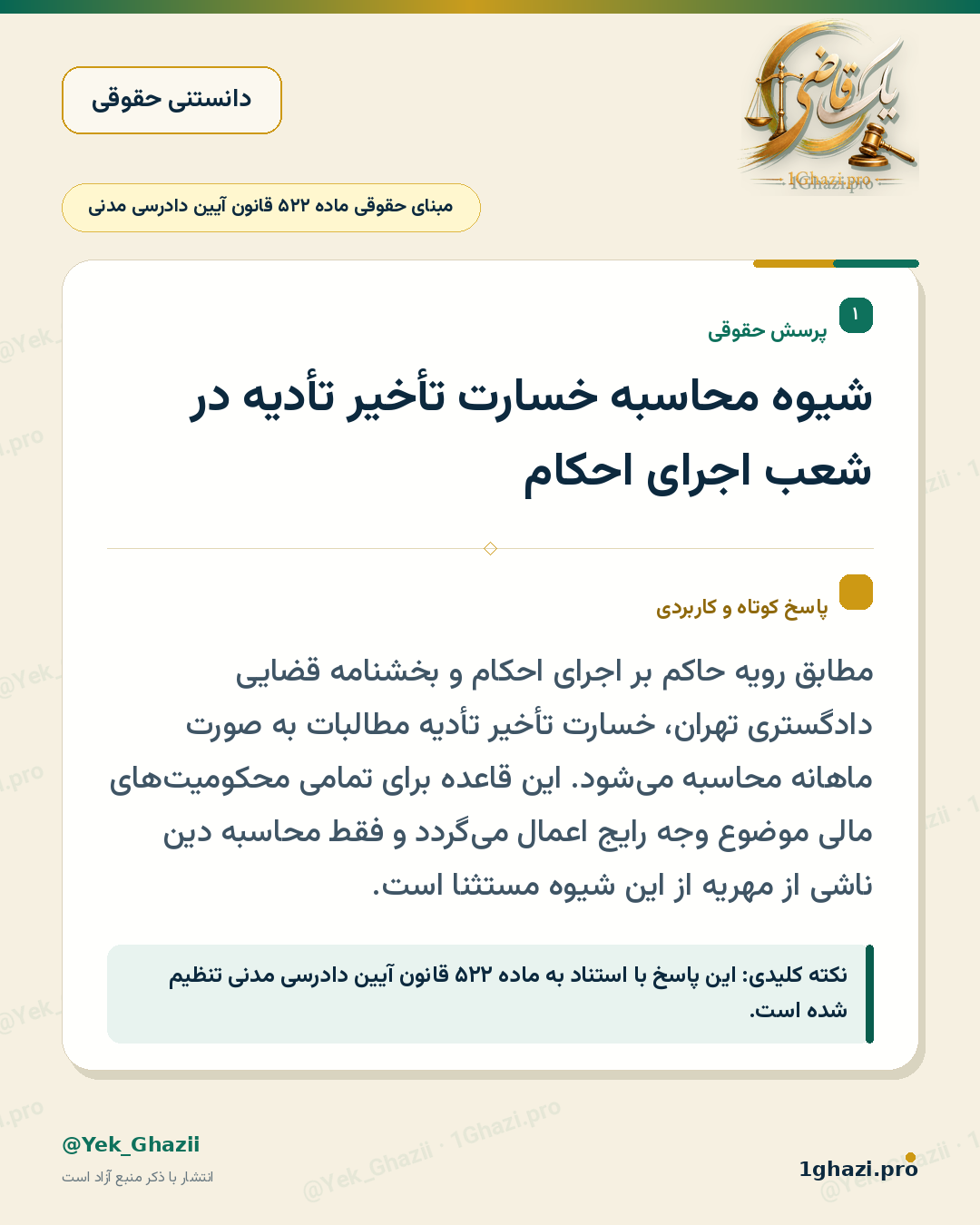 شیوه محاسبه خسارت تأخیر تأدیه در شعب اجرای احکام