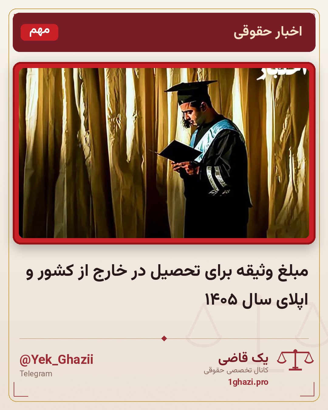 مبلغ وثیقه برای تحصیل در خارج از کشور و اپلای سال ۱۴۰۵