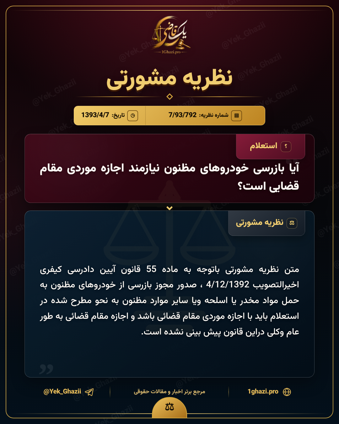 آیا بازرسی خودروهای مظنون نیازمند اجازه موردی مقام قضایی است؟