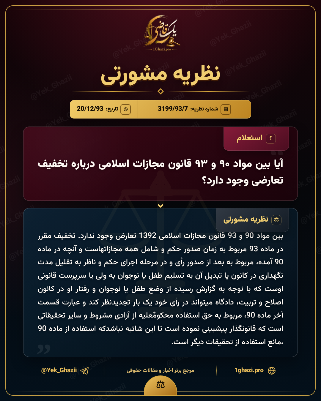 آیا بین مواد ۹۰ و ۹۳ قانون مجازات اسلامی درباره تخفیف تعارضی وجود دارد؟