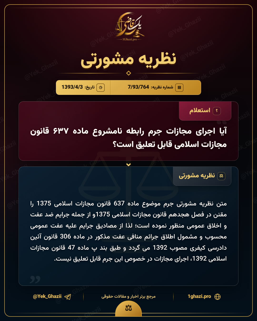 آیا اجرای مجازات جرم رابطه نامشروع ماده ۶۳۷ قانون مجازات اسلامی قابل تعلیق است؟