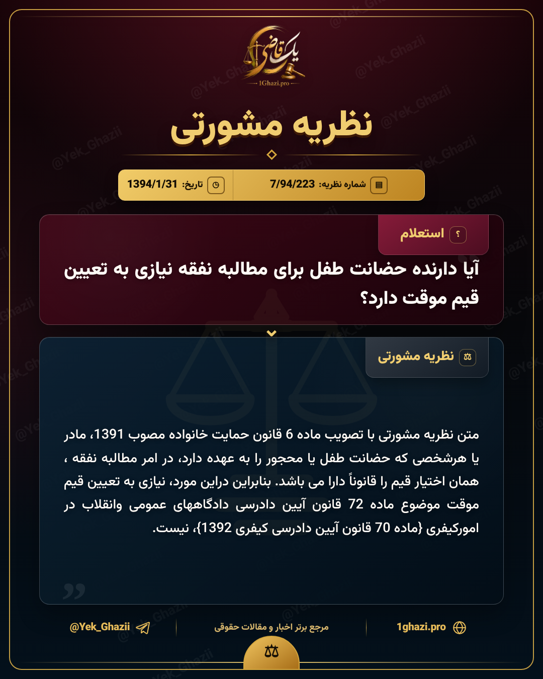 آیا دارنده حضانت طفل برای مطالبه نفقه نیازی به تعیین قیم موقت دارد؟