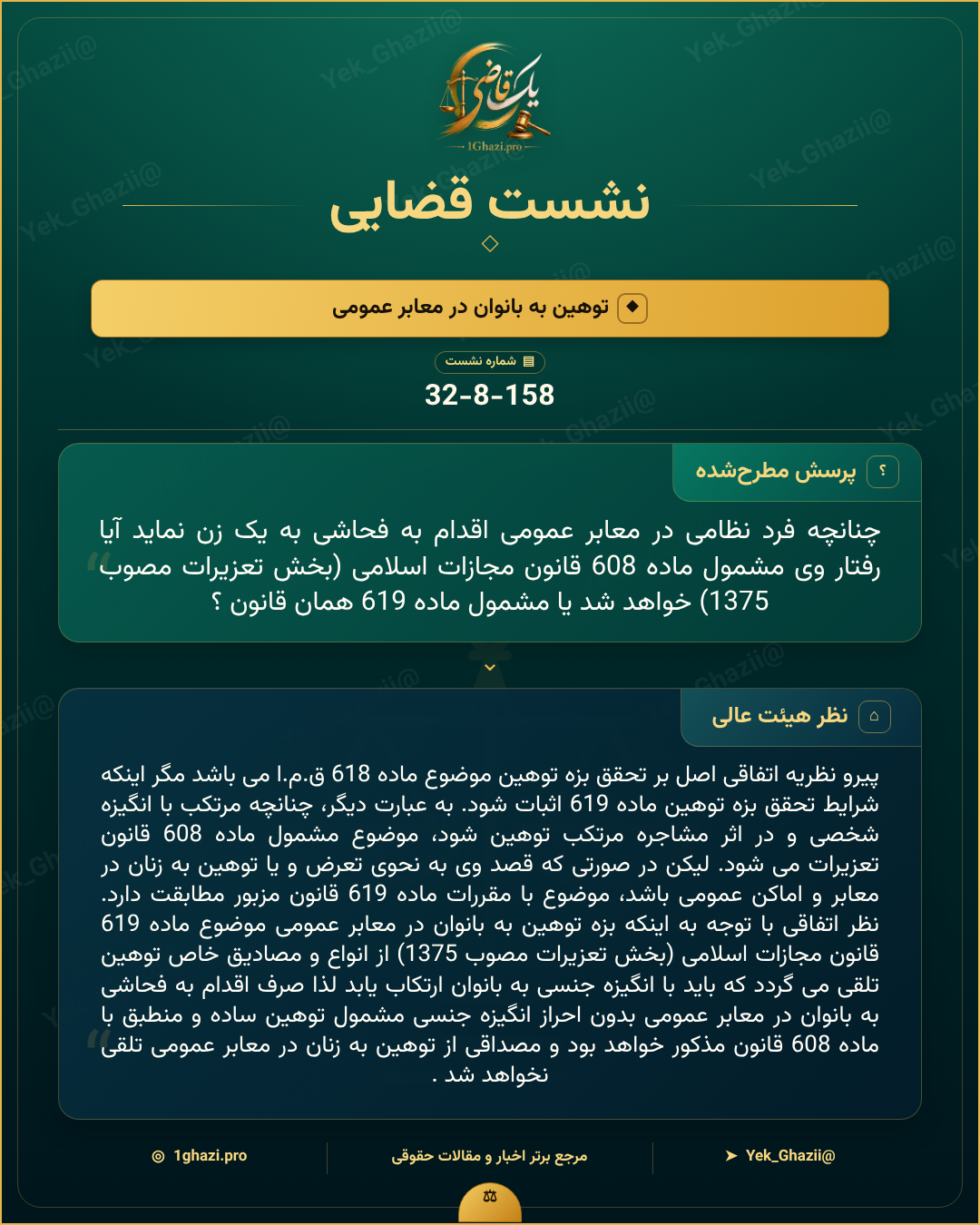 صورتجلسه نشست قضایی با موضوع: توهین به بانوان در معابر عمومی
