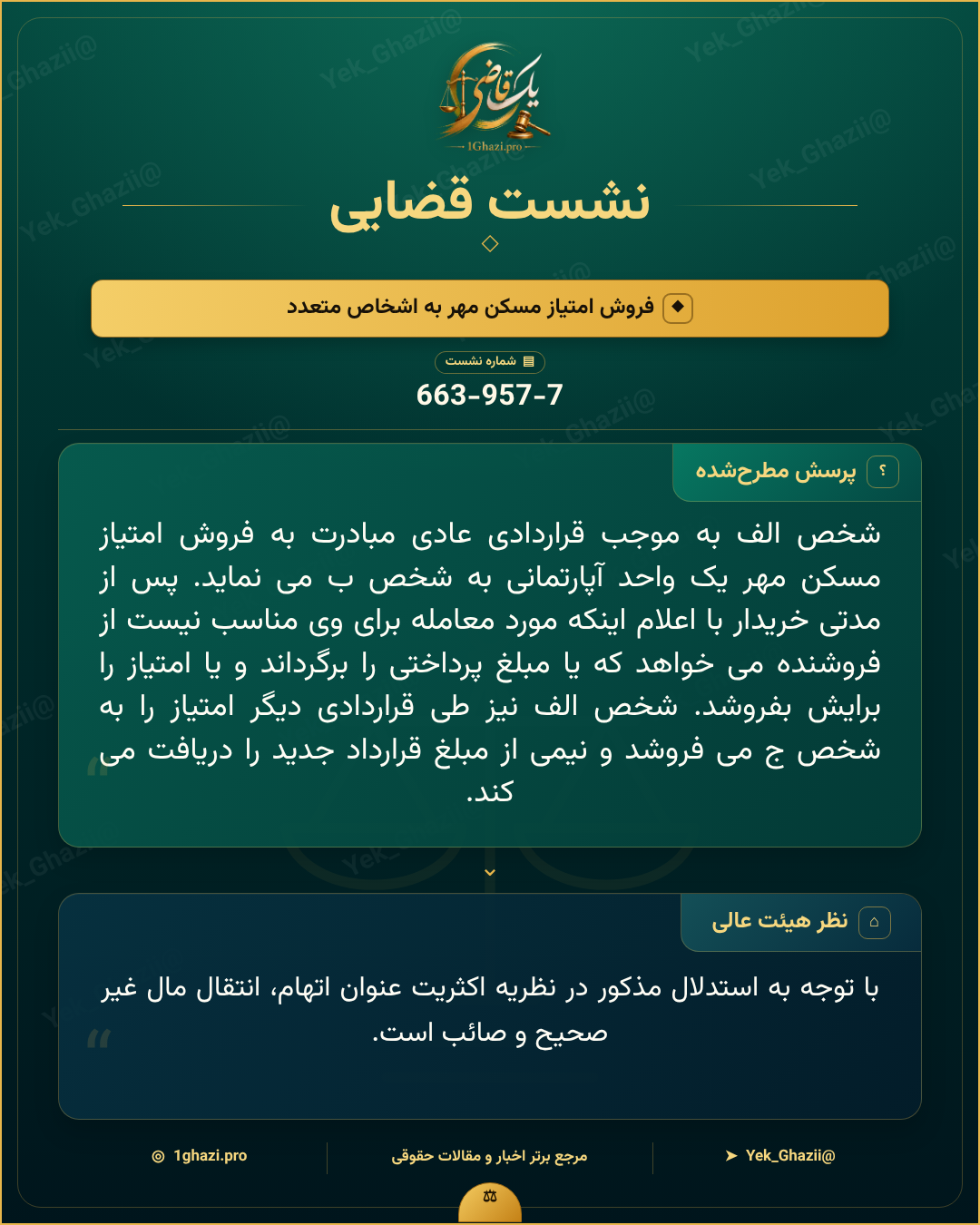 صورتجلسه نشست قضایی با موضوع: فروش امتیاز مسکن مهر به اشخاص متعدد