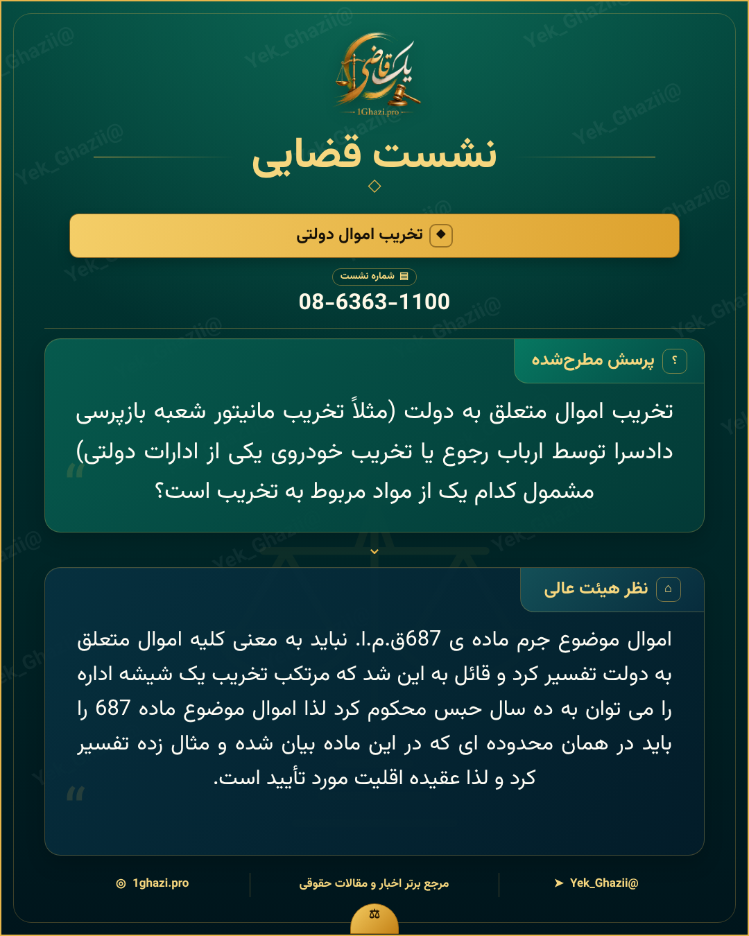 صورتجلسه نشست قضایی با موضوع: تخریب اموال دولتی